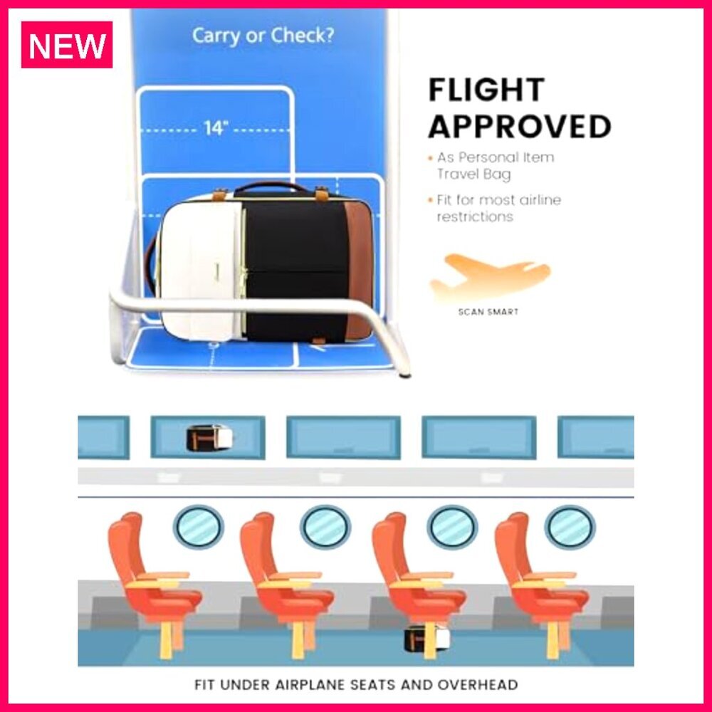 Large 40L Travel Backpack with Laptop Compartment, TSA Approved, Water Resistant - Picture 7 of 7